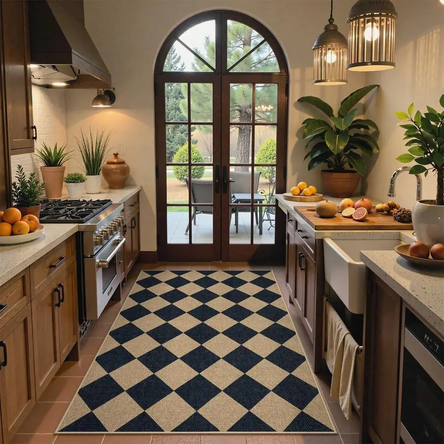 

Ковер для улицы и дома из джута в клетку 3x5, моющийся, для прихожей, гостиной, в стиле фермерского дома, нейтральный дизайн