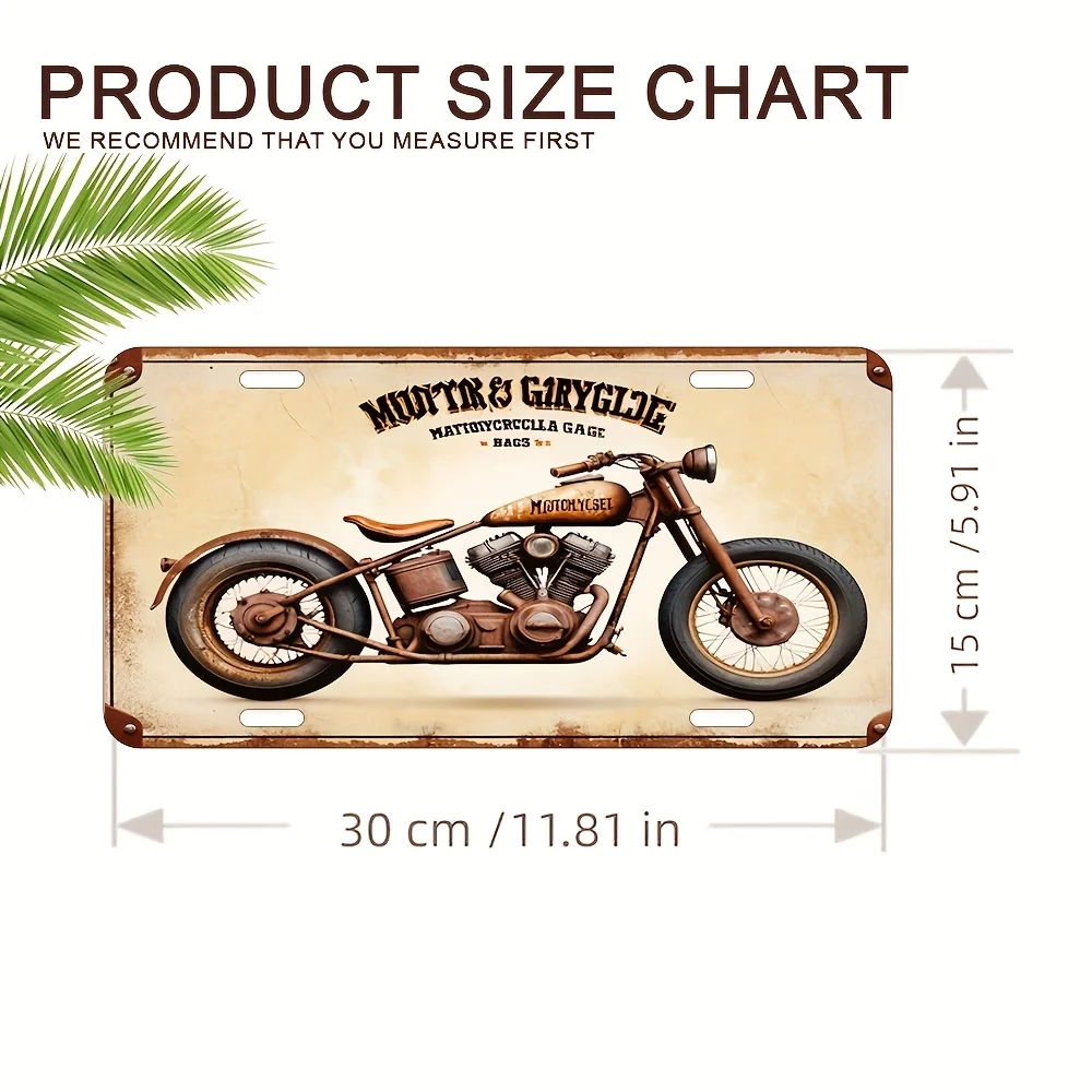 2D Flat, 2D Flat - 1 Vintage Motorcycle Metal License Plate | 11.8x5.91inch, Matte Finish, Pre-drilled for Easy Hanging, Ideal f