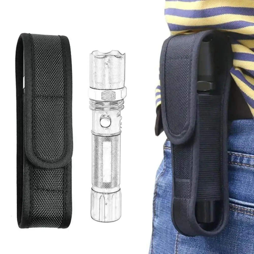Portable Nylon Flashlight Bag Black Adjustable Flashlight Pouch Waist Bag Outdoor