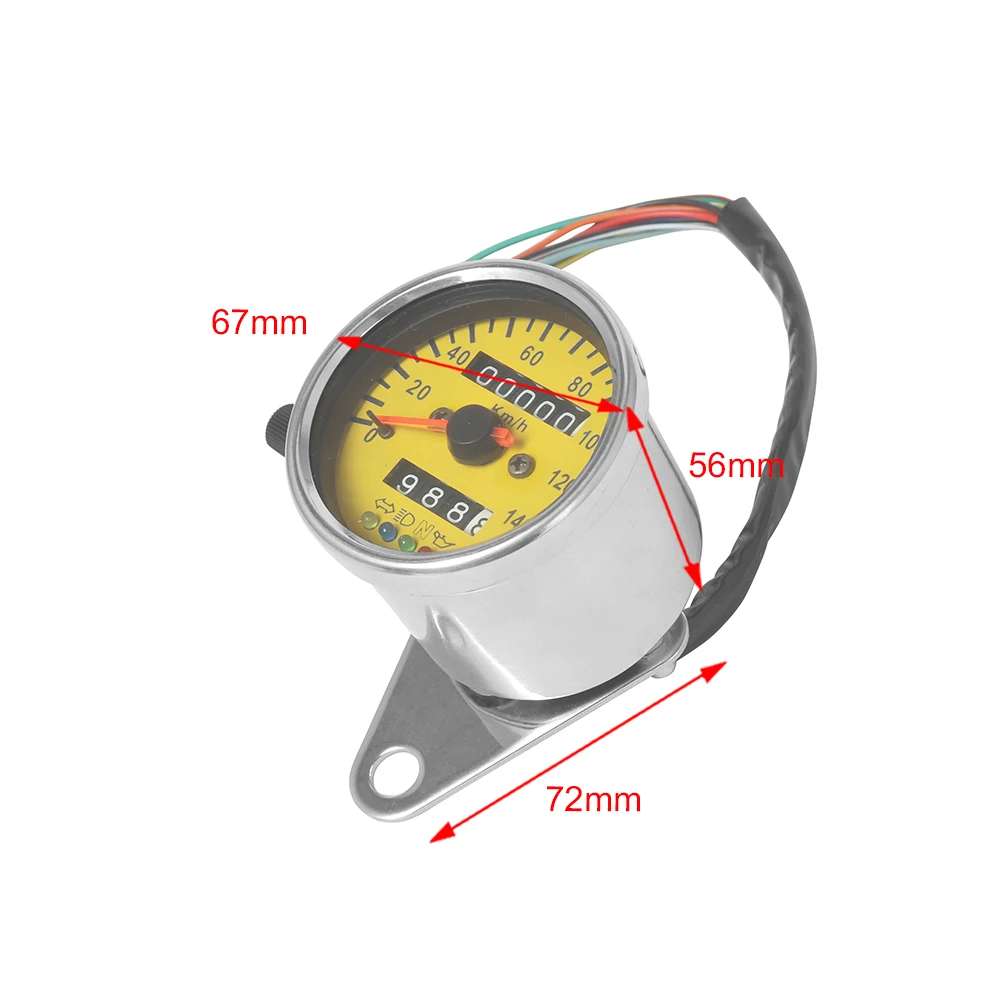 Universal 60mm Motorcycle Odometer Speedometer Gauge with Indicator LED Backlight Waterproof Motorbike Instrument