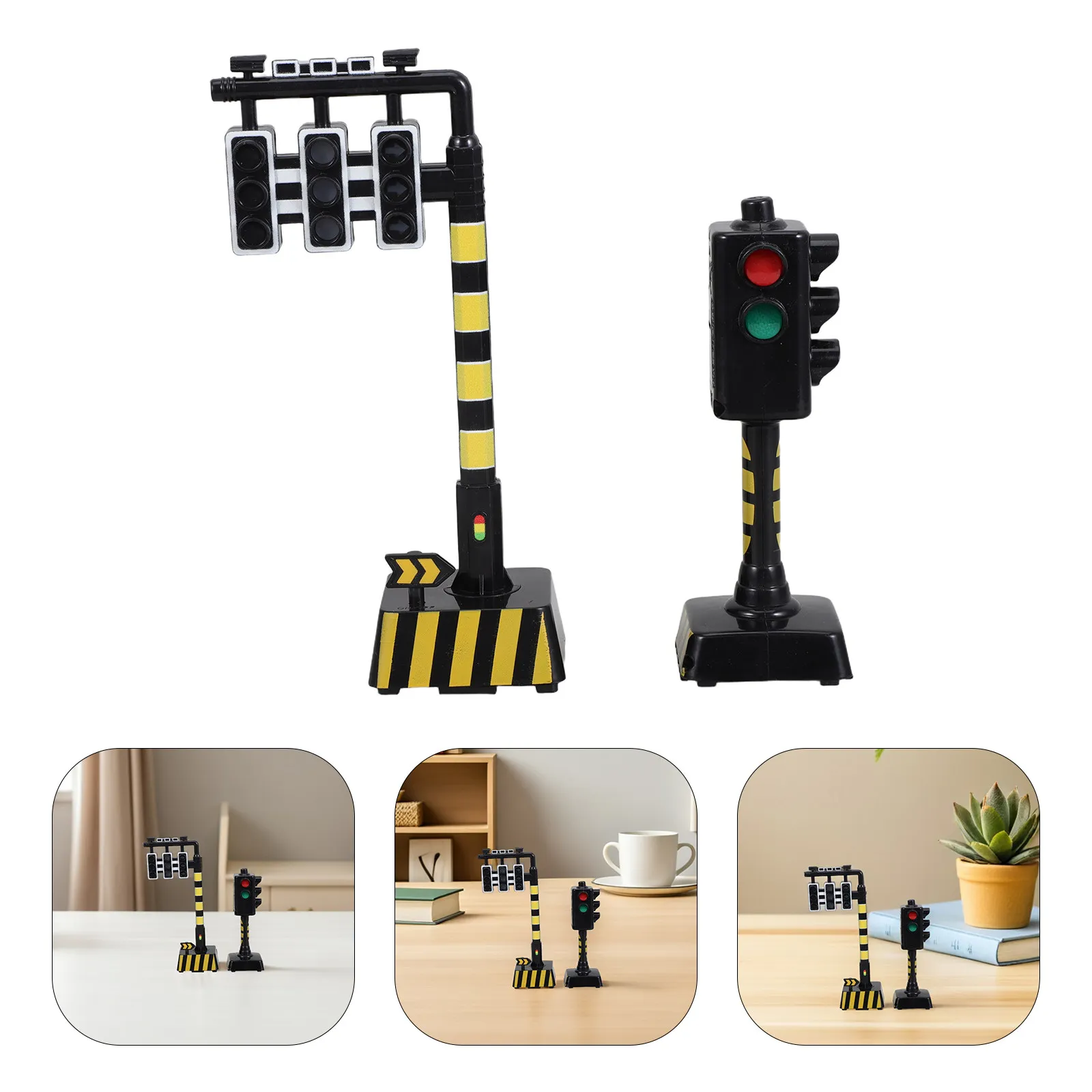

2Pcs Mini Kids Traffic Light Set Flashing Signal Lights Electronic Stoplight with Sounds for Educational Playroom Classroom