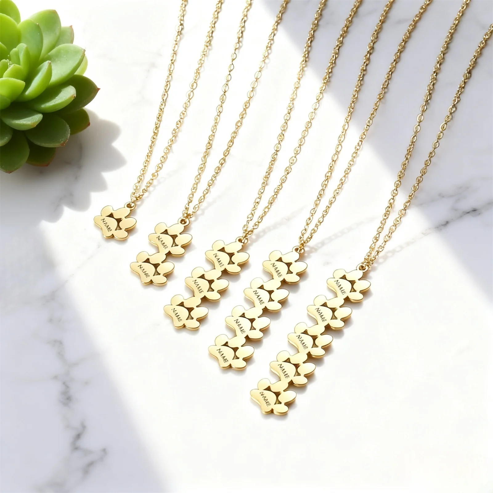 Personalizowany naszyjnik ze stali nierdzewnej z rzeźbionym imieniem, w kształcie serca z łapką psa, naszyjnik z łapką kota, biżuteria dla zwierząt, prezent z miłości.