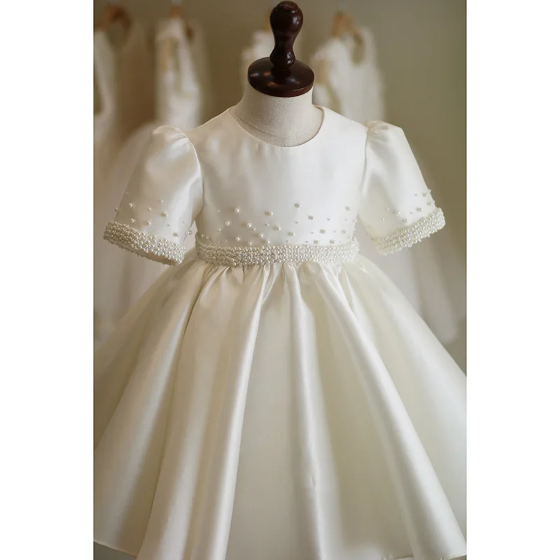 Vintage Off The Shoulder Flower Girls Dress Satin Princess Dress - Tulle Tutu Gown for Birthday Banquet & Formal Occasions
