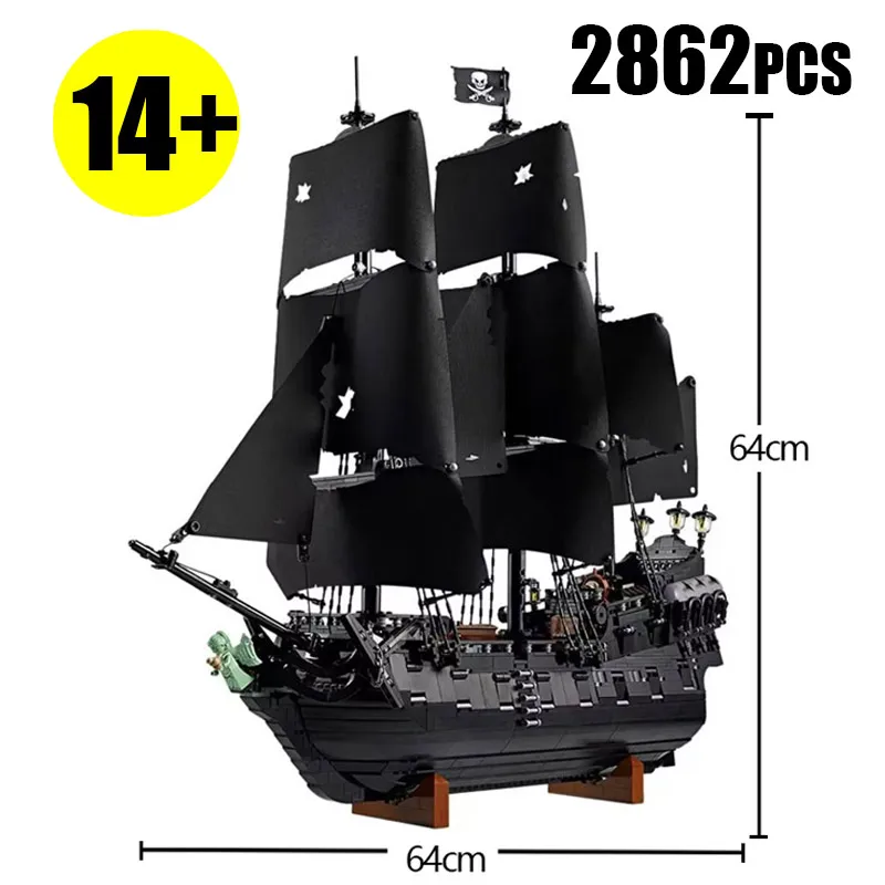 

2862PCS Pirates Of The Caribbean Ship Revenge Warship Building Blocks MOC Black Pearl Sailboat Bricks Assembly Toy Birthday Gift