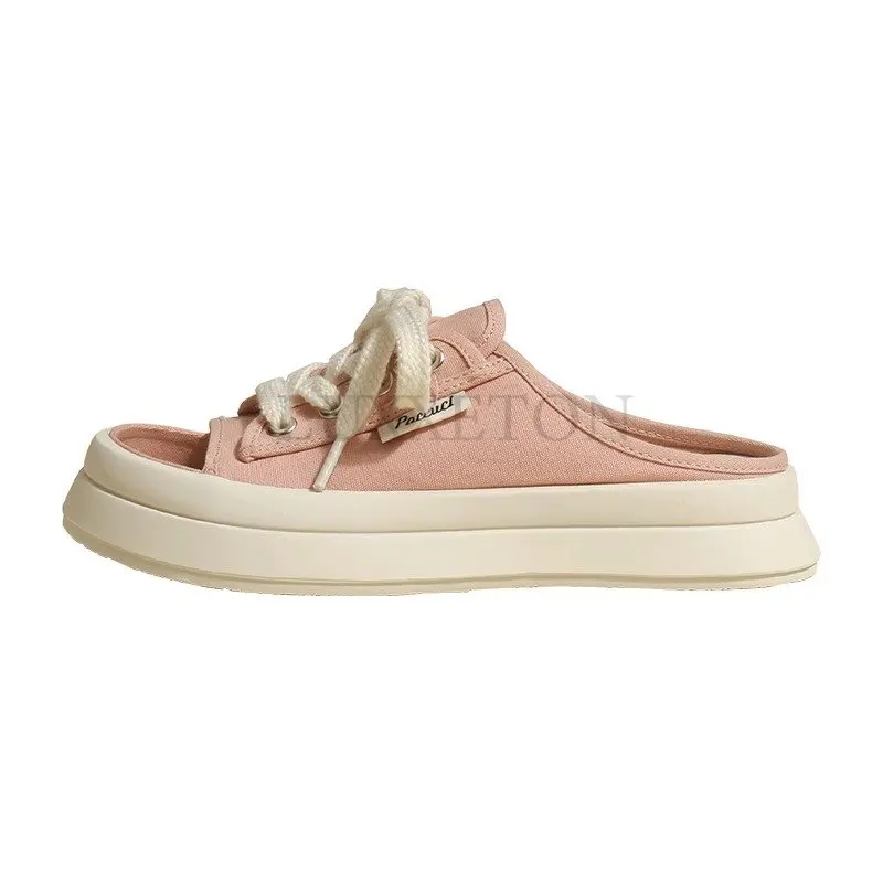 Summer Canvas Women Casual Sandals Female Flip Flops Beach Shoes Women Platform Slippers Soft Outdoor Slides