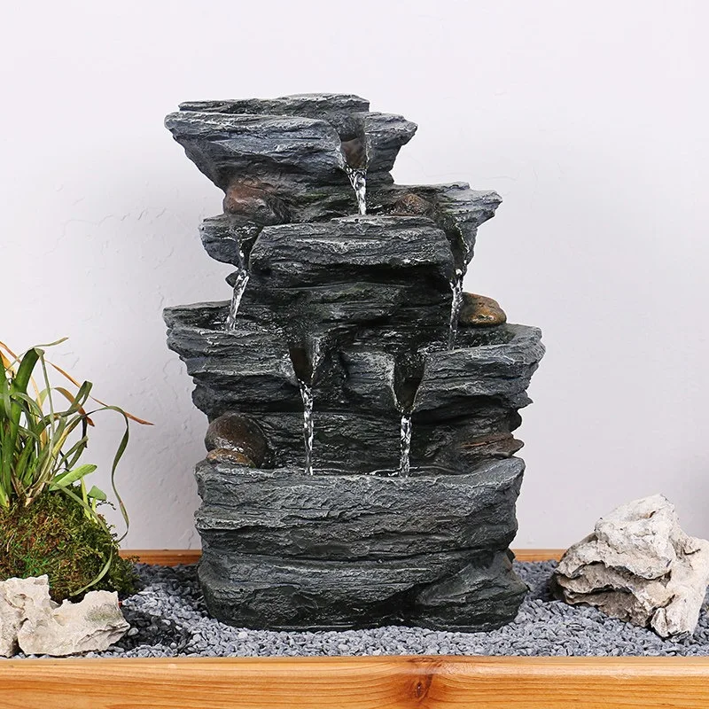 Creative pastoral rockery alpine fountain office desktop small ornament home living room entrance decoration