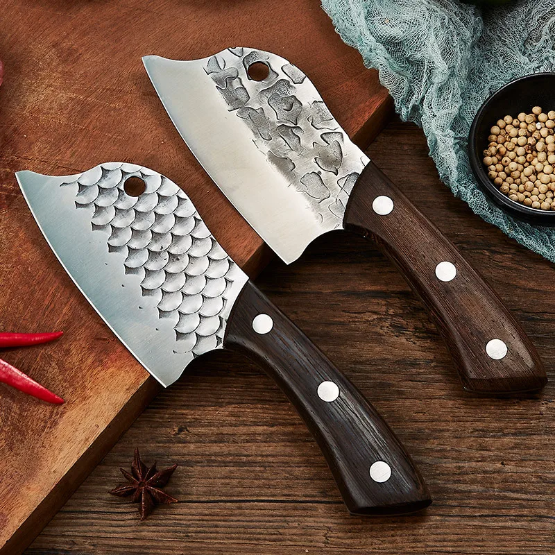

1PCS Hand Forged Butcher Knife Fish Fillet Slicing Knife Ultra Sharp Kitchen BBQ Cutter Chef Boning Knife Wooden Handle
