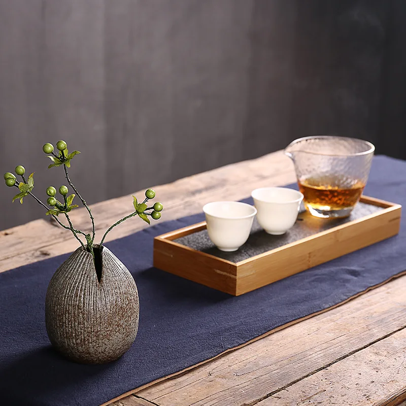 Imagem -02 - Vaso de Pedra Imitação de Terracota Estilo Japonês Arranjo de Flores Abstratas Ornamento Vintage Sala de Estar Pedra