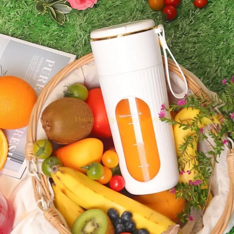 D0AB 340mlポータブルエレクトリックブレンダーUSB C充電式コードレスジューサーパワフルジューサーカップスムージージュースフードミキシング用