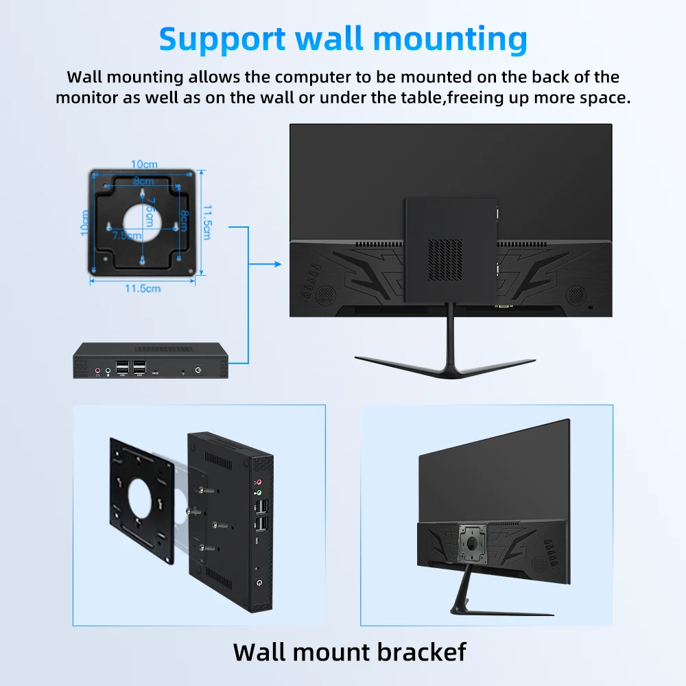 Texhoo MINI PC Intel Celeron N5095 16G DDR4 256G SSD Windows 11 Desktop Mini Computers WIFI5 BT4.0 Dual 4k Display
