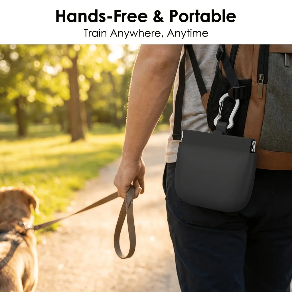 Silicone Dog Treat Pouch – Clip-On with Steel Hook
