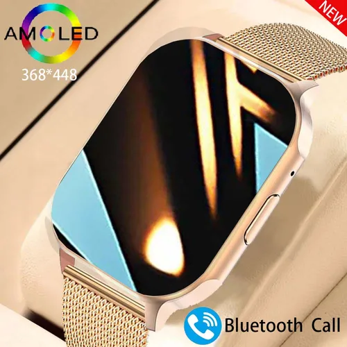2024 남성용 AMOLED 368*448 HD 스크린 스마트 워치, 블루투스 통화, NFC 방수, 안드로이드 및 IOS용 스마트 워치, 2.04 인치, 신제품 