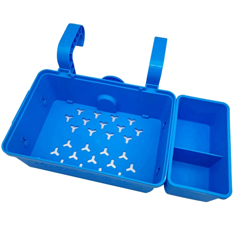 

NEW-Poolside Storage Basket With Pool Cup Holder, Above Ground Pool Organizer Accessories, Swimming Pool Storage Basket