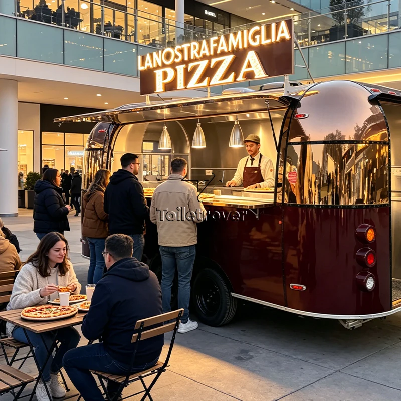 

New Street Outside Ice Cream Coffee Food Truck BBQ Pizza Stainless Steel Catering Truck Food Trailer Fully Equipped