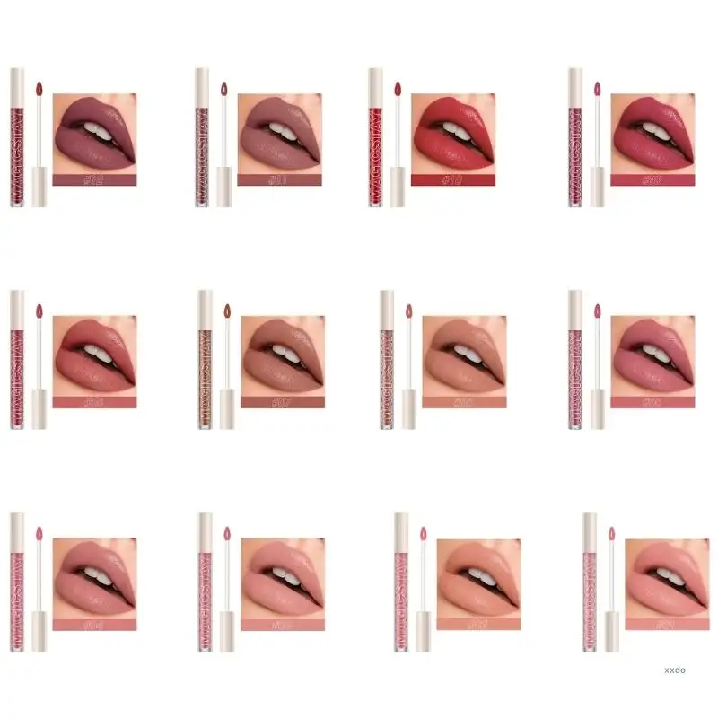 Langmanni Matte Lipstick Long Lasting Waterproof Velvet Liquid Lip Glazes Sexy Red Lips Gloss Lipstick Cosmetic for Women