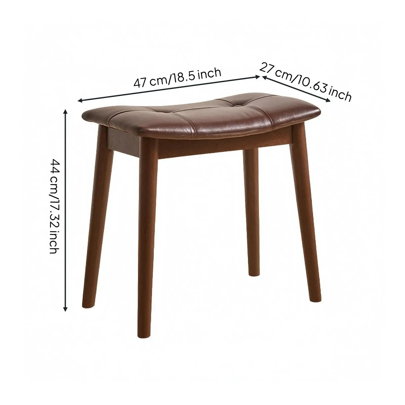 Vintage Style Saddle Seat Bar Stool with Ergonomic Contoured Top and PU Leather Padding for Kitchen Island Seating