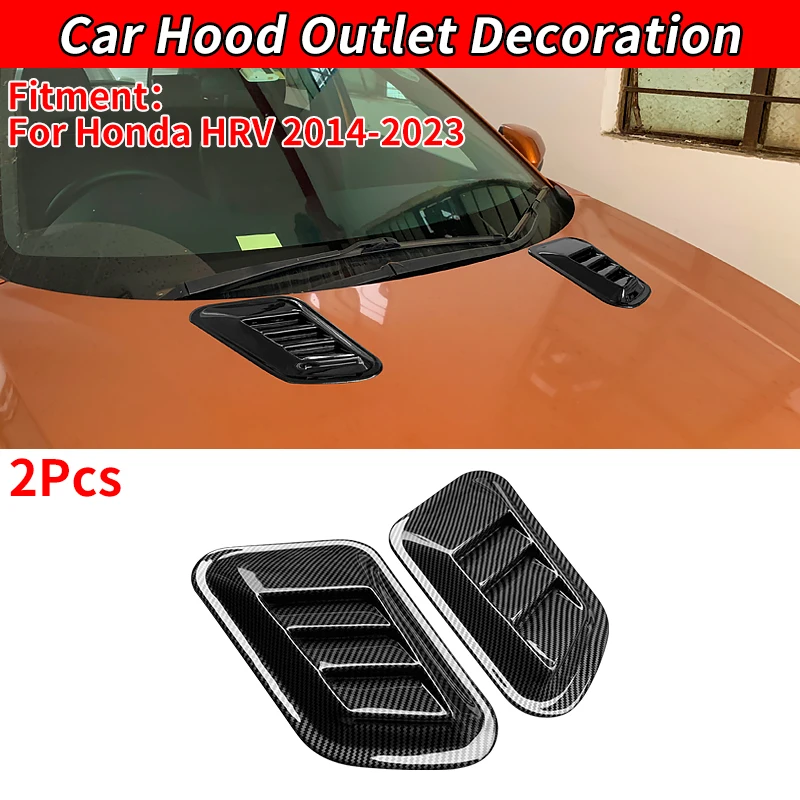 For Honda HRV 2014-2023 ABS Carbon Fiber Car Air Intake Inlet Bonnet Hoods Scoop Vents Sticker Decorative Cover Tuning Auto