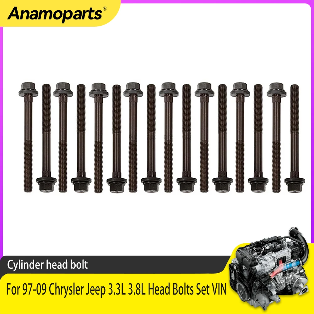 Fit 97-09 Chrysler Jeep 3.3L 3.8L Head Bolts Set VIN