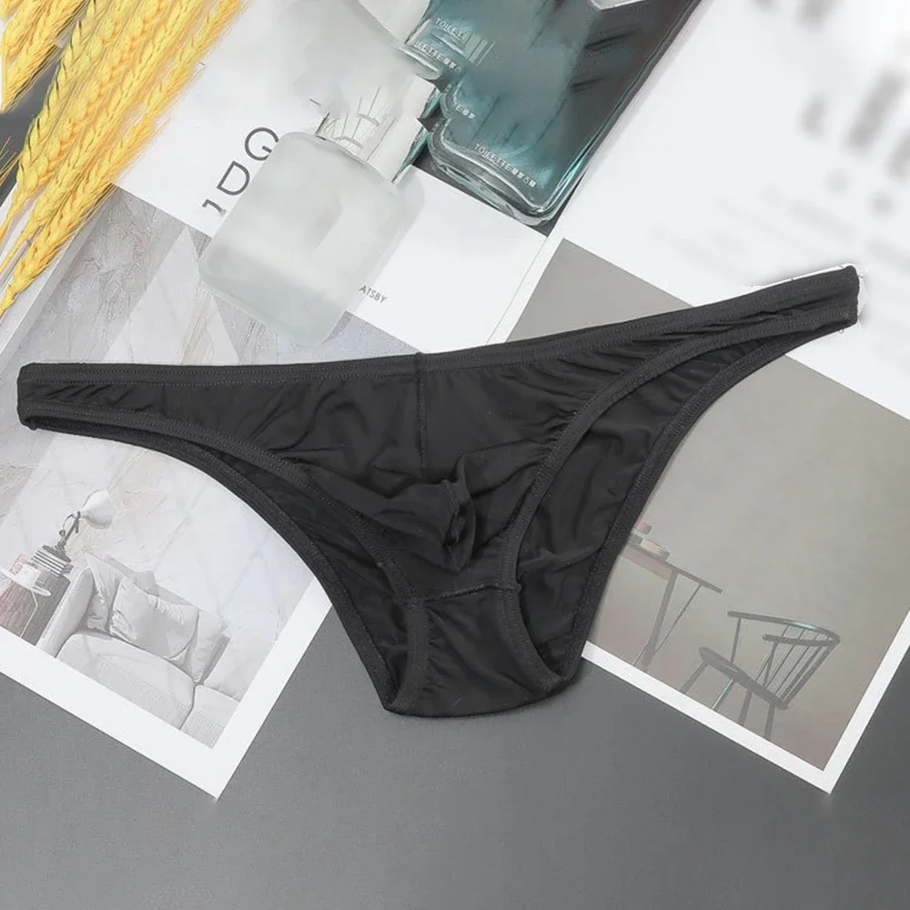 Panties Men Shorts Low Rise and Stylish Men's Ice Silk Bikini Thong Underwear Perspective Design and Breathability