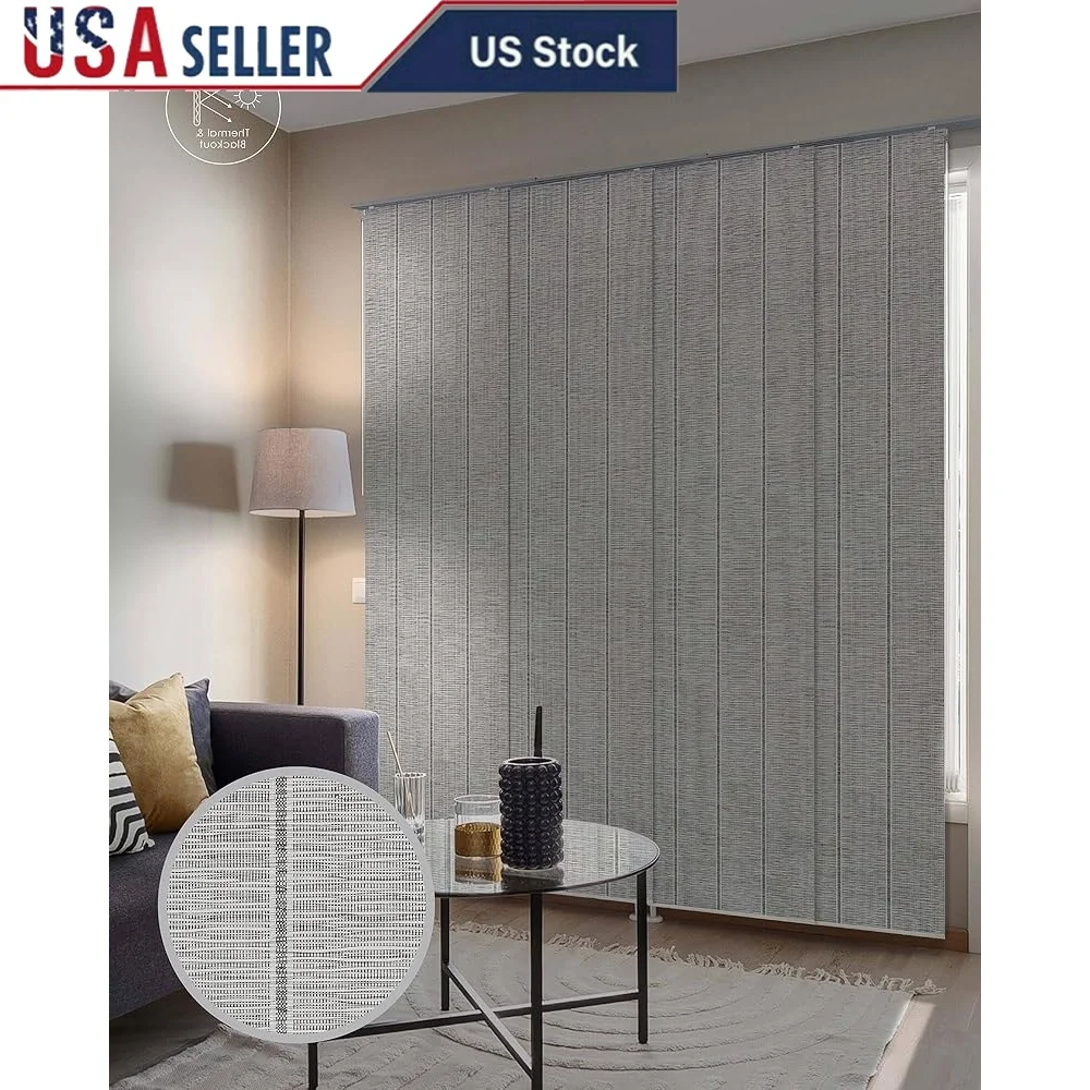 

Adjustable Blackout Vertical Blinds Patio Doors Thermal Insulation Panel Track Blinds Cordless Privacy Window Treatments