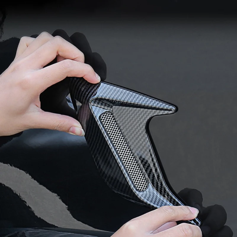 

Carbon Fiber Car Air Outlet Side Vent Shark Gill Sticker Automobile Hood Decoration Universal 2pcs Auto New External Accessories