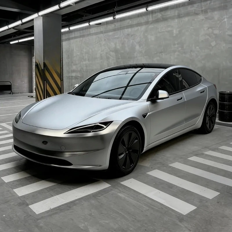 

Precut PPF For Tesla Model 3 Highland 2024 2025 Satin-plated Silver DIY Color Change Film PET Paint Protection Film Anti-Scratch