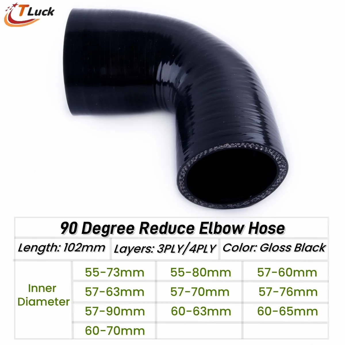 90 Degree Elbow Reduce Hose 90° Bend Silicone Coolant Pipe Connector Intercooler Tube 55mm 57mm 60mm 63 65 70mm 73 76mm 80 90mm