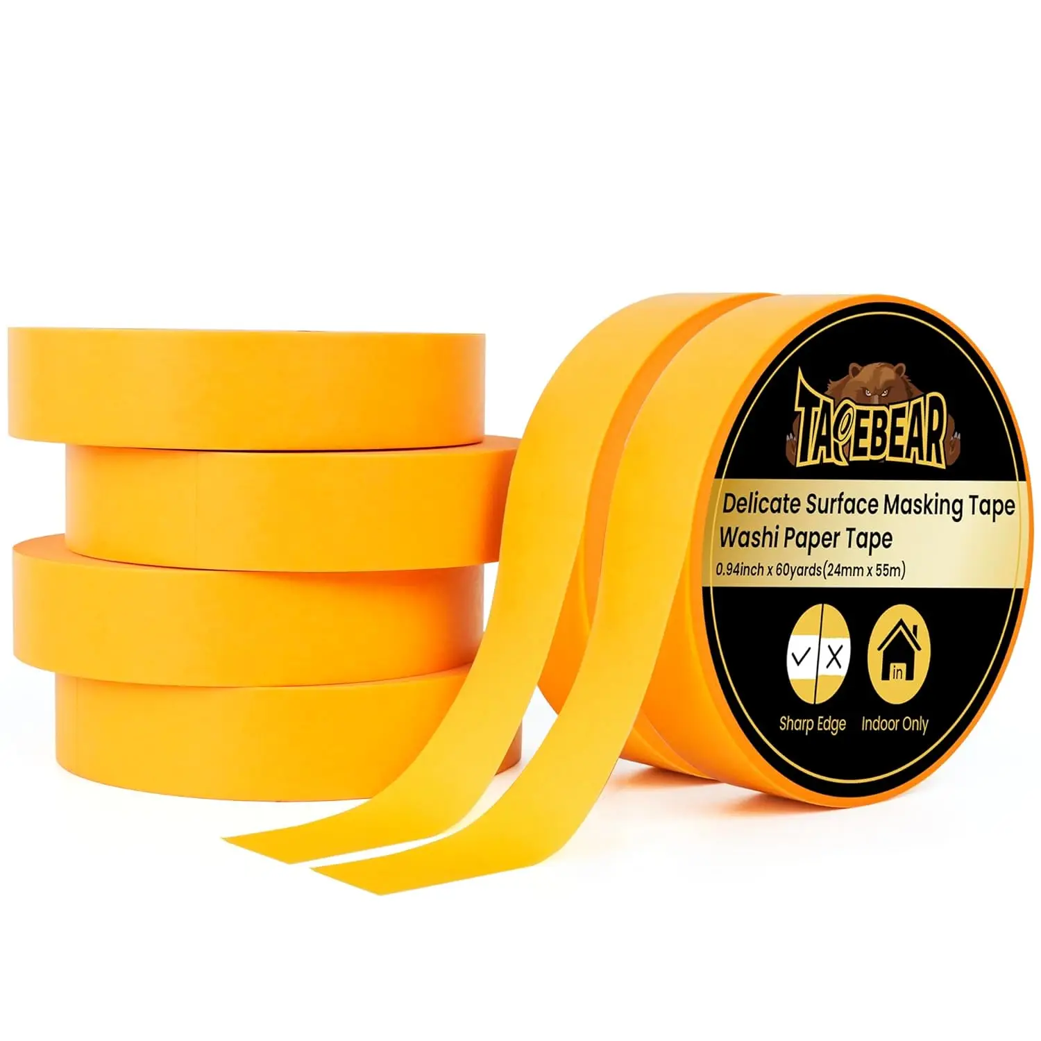 

cate Surface Advanced Masking Tape 0.94" x 60Yard, Orange Washi Tape Indoor Painters Tape Decorating with No Paint Bleed