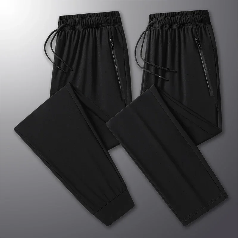 

Summer Casual Stretch Sweatpants Men Sport Quick Dry High Elastic Pant Active Athletic Breathable Trouser Ice Silk Cooling pants