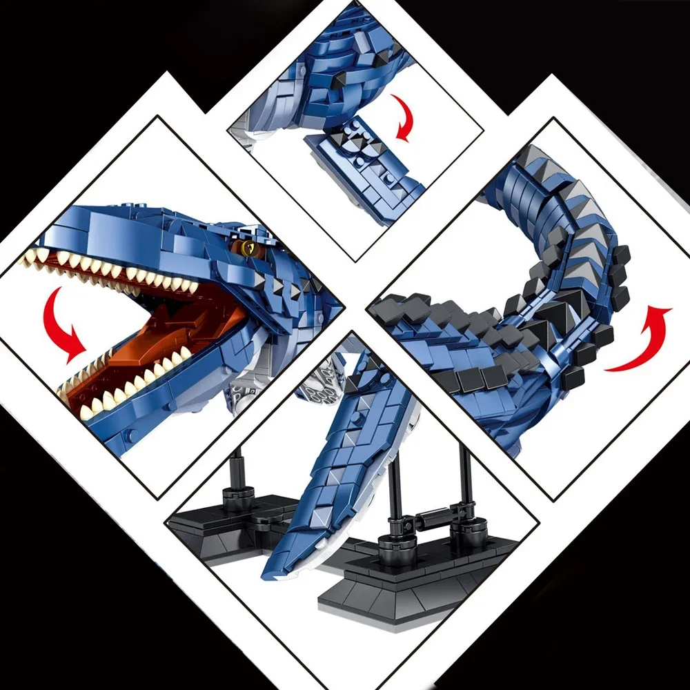 1859PCS Movie Dinosaur Mosasaur Creative Expert Ideas Large Model Simulation Building Blocks Toy Birthdays Gifts Set Home Decor