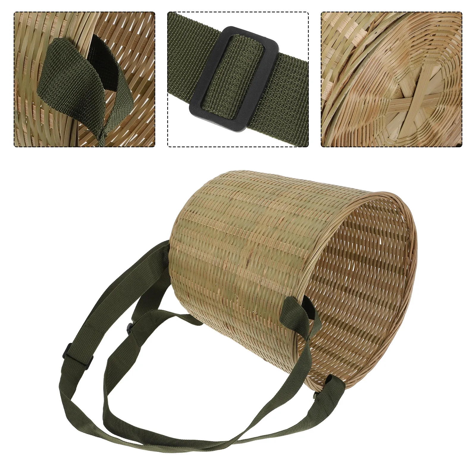 

Плетеная бамбуковая круглая корзина-рюкзак с двойными лямками для пикника, сбора грибов, походов и кемпинга