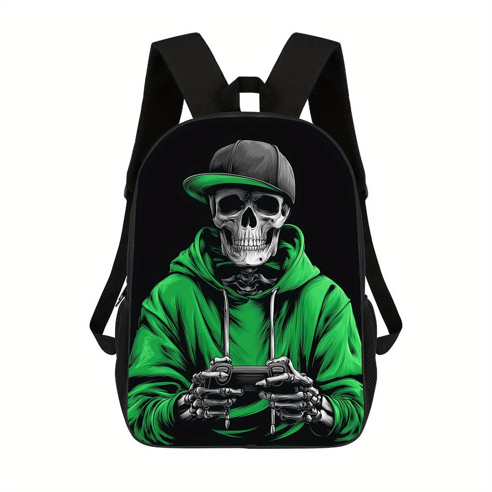 

1-Piece Lightweight Black Neutral Printed Backpack, Printed Backpack - Adjustable Strap, Unisex School Bag, Leisure Travel