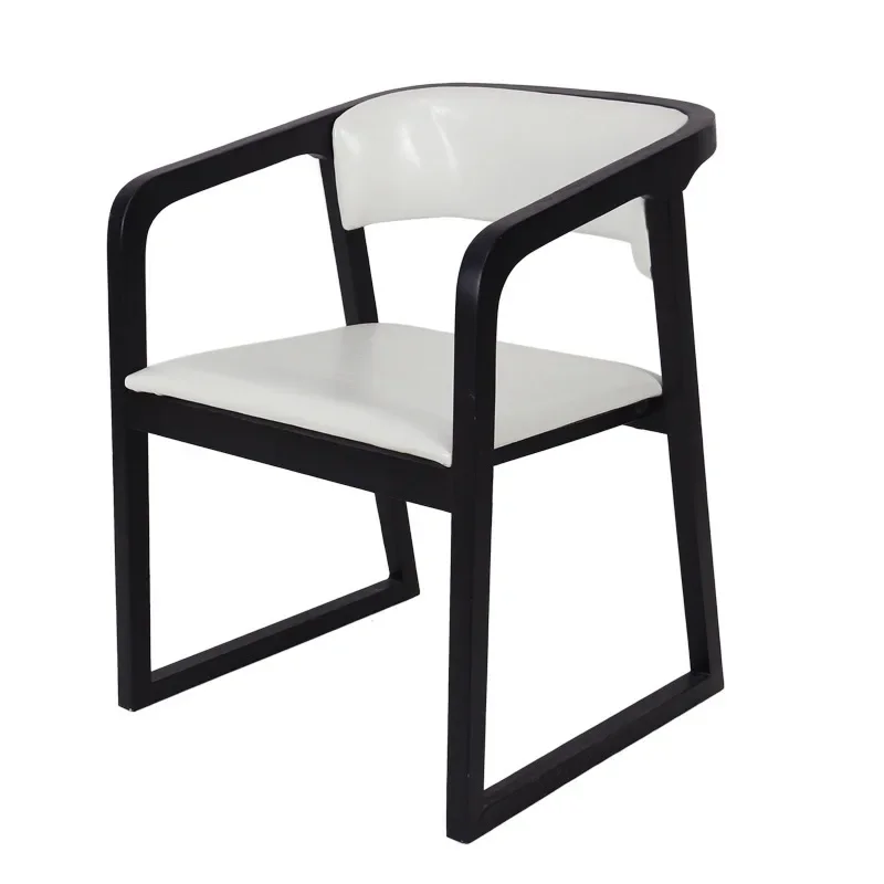 

American style luxury dining room black wooden dining chairs pu leather armrest dining chair for sale