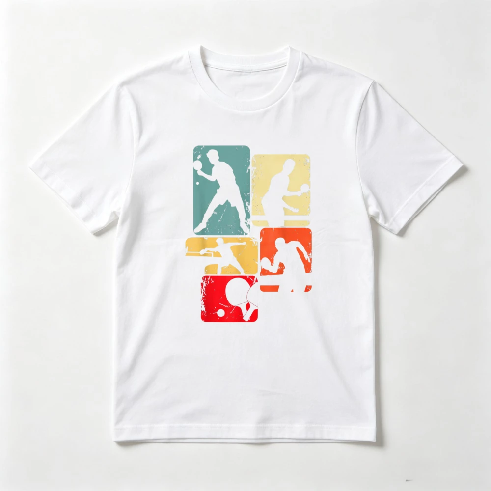 Table Tennis Ping Pong Vintage Graphic Printed T-Shirt Casual Fashion Loose Harajuku Classics T Shirt Short Sleeve O-neck Tees