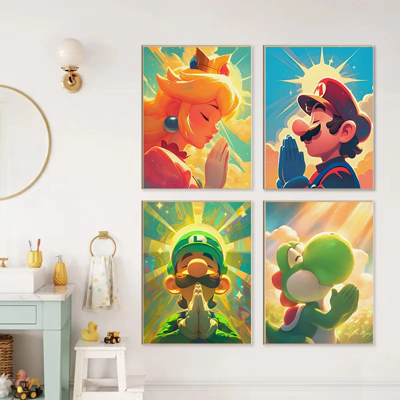 Famous Games Characters MM-Marios Cartoon Posters and Prints Canvas Printing Modern Wall Art Picture for Living Room Home Decor