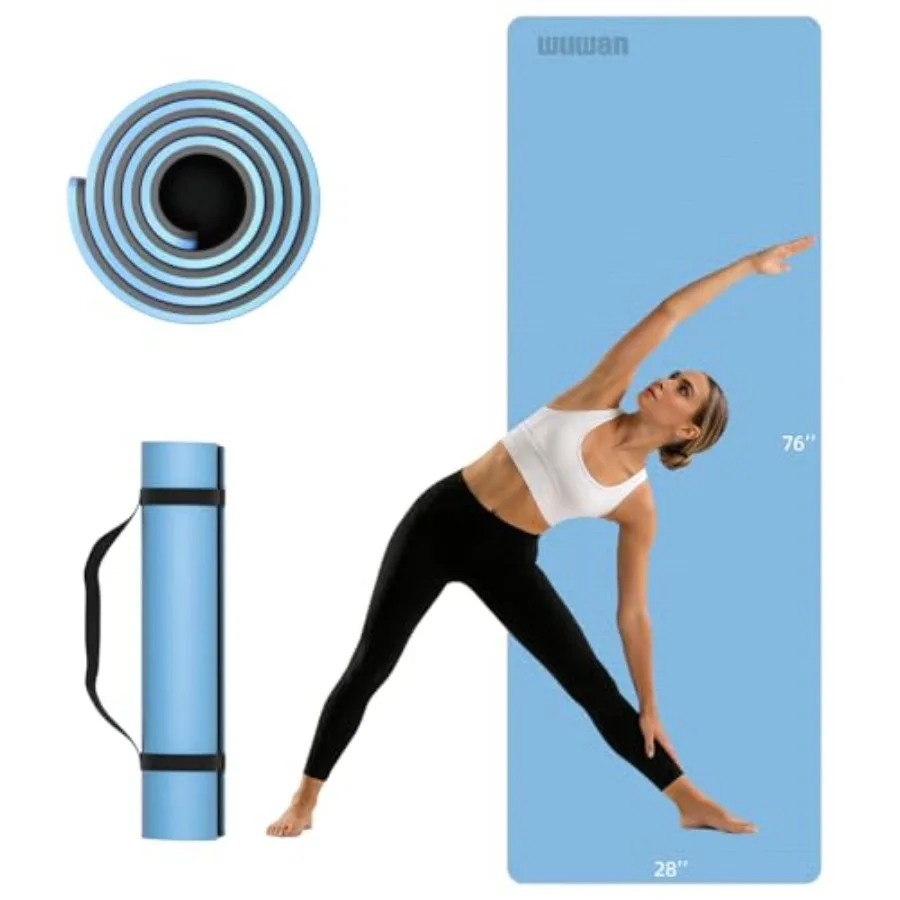 

Extra Long Yoga Mat for Tall Men and Women 10mm Thick 76x28in Non Slip TPE Exercise Mat with Carrying Strap Mat for Yoga Pilate