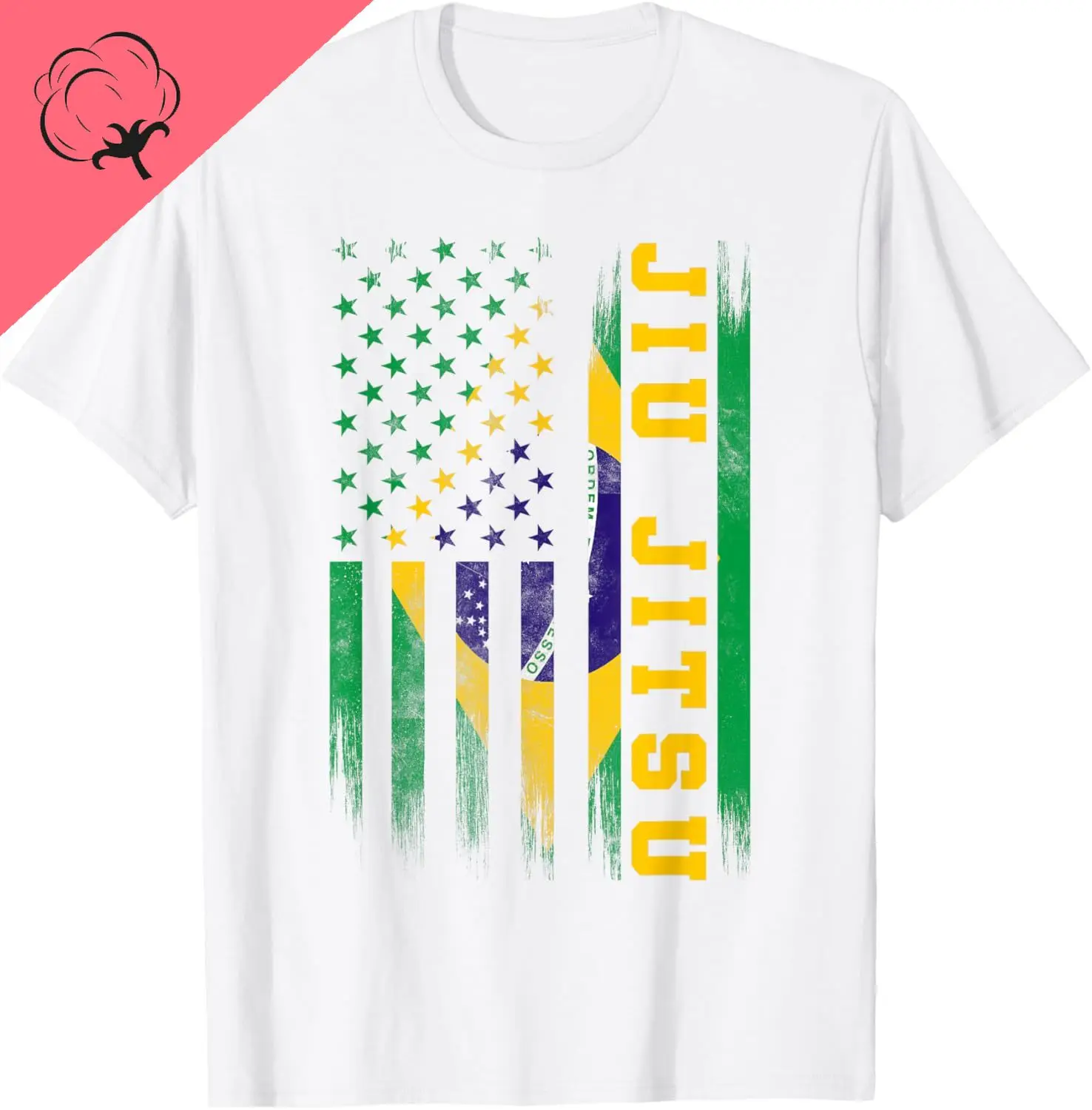 Jiu Jitsu T-Shirt Brazilian BJJ Brazil United States Flag T-Shirt Cotton Unisex Summer Streetwear Tops Print on Demand Camiseta