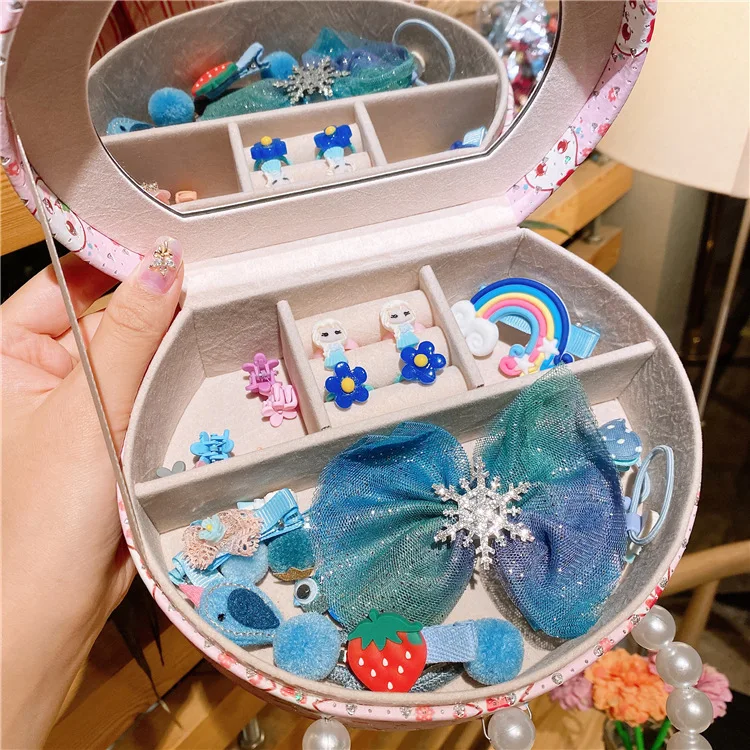 Kid Hair Accessories Set Hair Card Clip Princess Child Jewelry Girls Toy Pretend Play Makeup Beauty Fashion Rubber Band Headwear