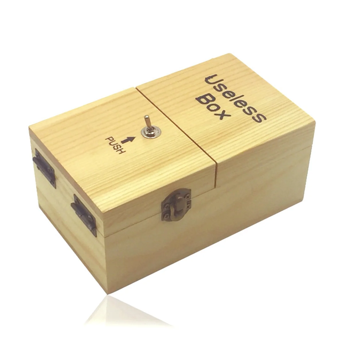 A Useless Box with Surprises Wooden Useless Box Fully Assembled Toy for Adults and Children Light Wood Color