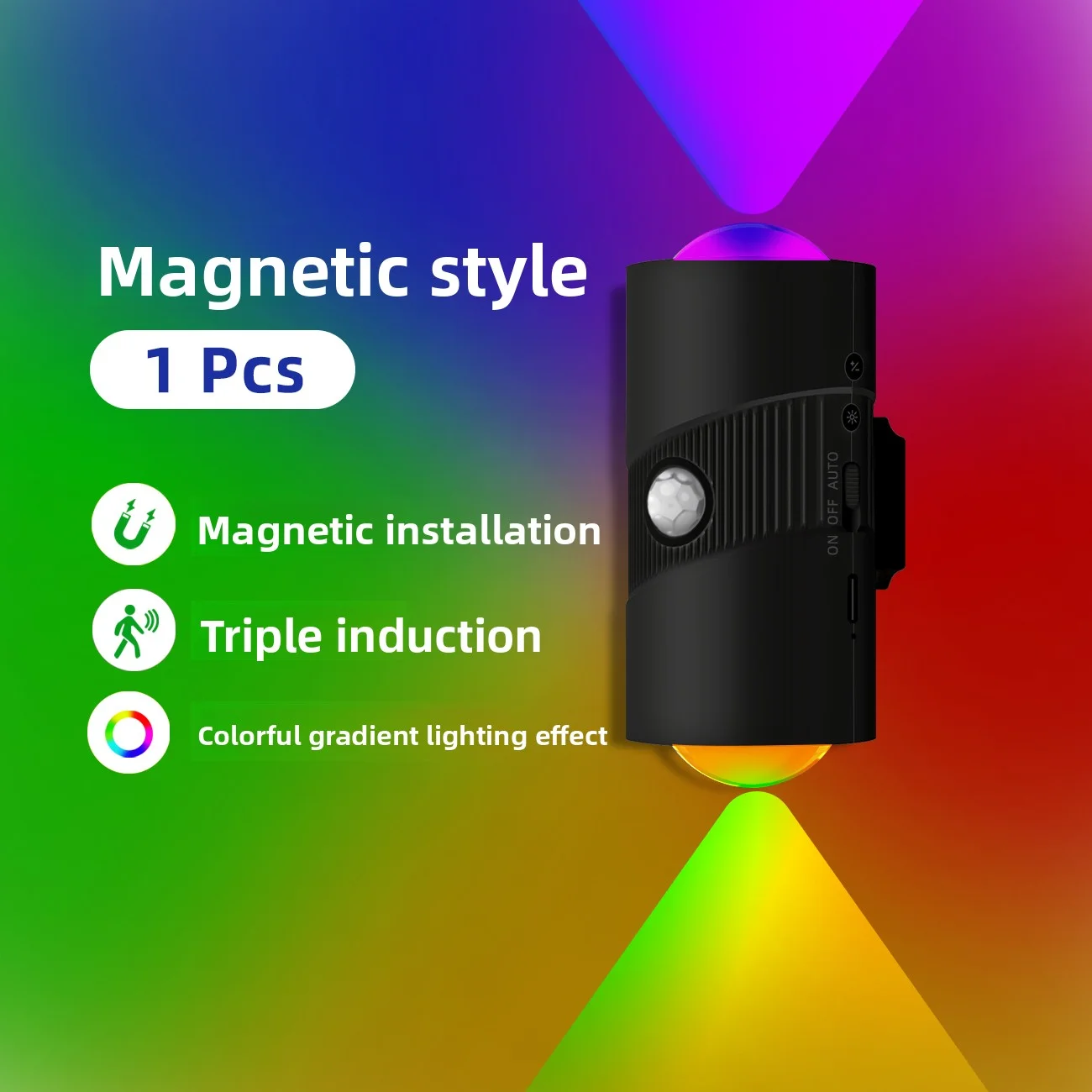 

LED Night Lights Magnetic Double-head Sunset Wall Lamp Motion Sensor RGB Ambient Light USB Rechargeable Party Corridor Closets