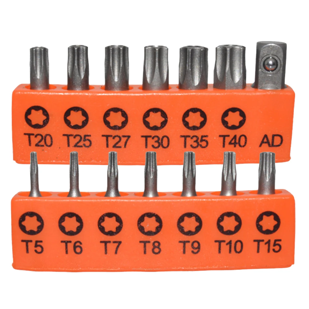 

14pcs 25mm Torx Screwdriver Bits With Hole T5-T40 1/4 Inch Hex Shank Electric Pneumatic Rechargeable Screw Driver Star Bit Set