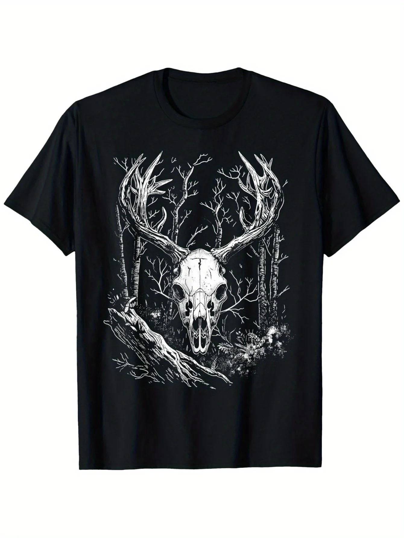

[Cotton Graphic T-Shirt] 100% Cotton Men's Graphic T-Shirt | Forest Spirit Pagan Grunge Cottagecore Goblincore Style