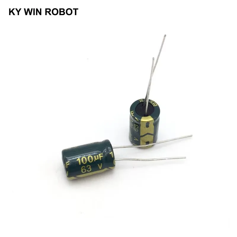 20 قطعة 100 فائق التوهج 63V 105C مُكثَّف كهربائيًا 63V 100 فائق التوهج 8x12 مللي متر الألومنيوم مُكثَّف كهربائيًا