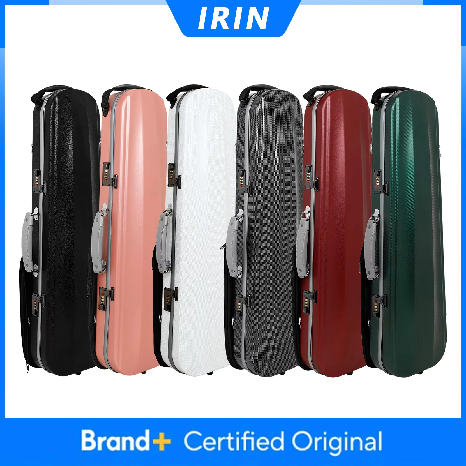 IRIN 4/4 Violin Case Carbon Fiber Box Double Shoulder Strap Bag Backpack with Combination Lock Hygrometer Violin Accessories