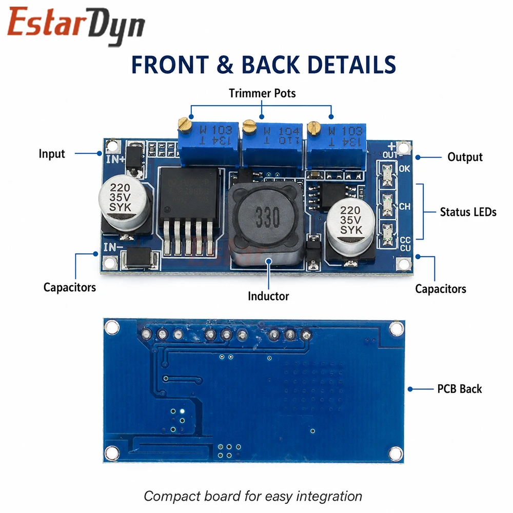 Estardyn LM2596 3A CC/CV Step Down Adjustable LED Driver Battery Charger Module for Li-ion & LED Lighting