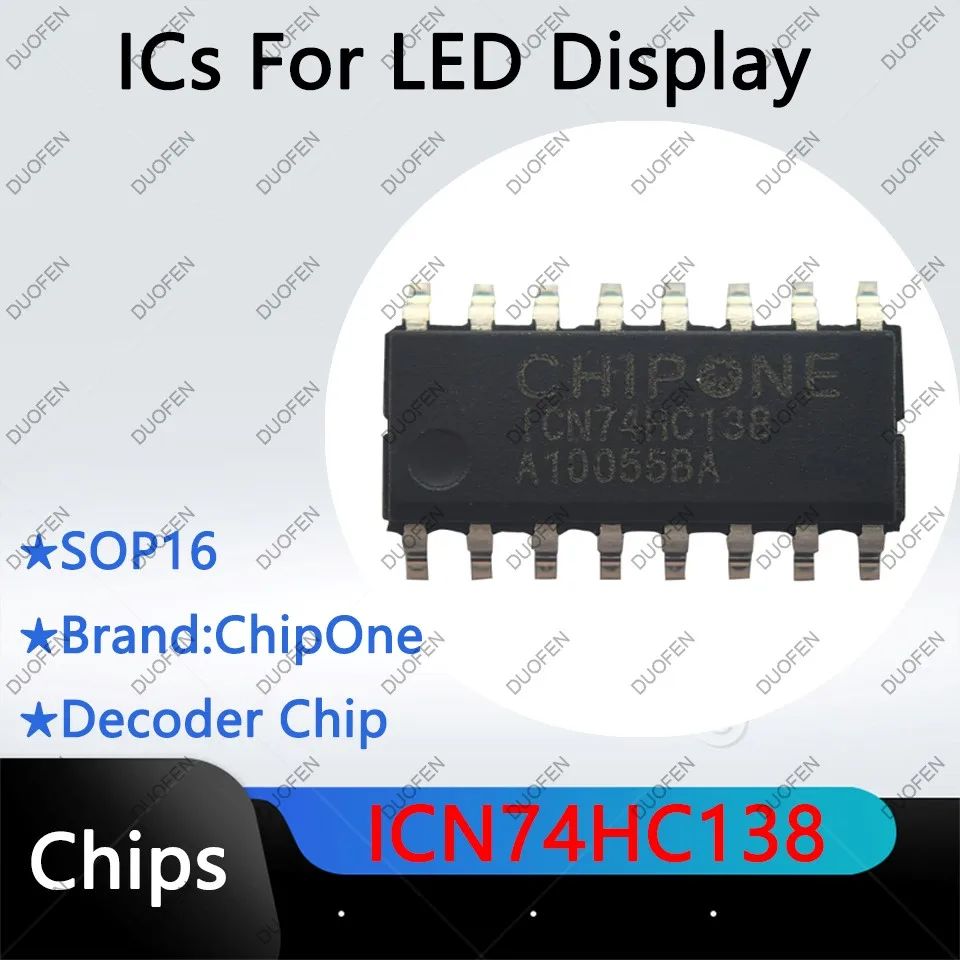 

ICN74HC138,SM74HC138D，ICN74HC138TS，74HC138B，DP74HC138B，Decoder chips for LED display