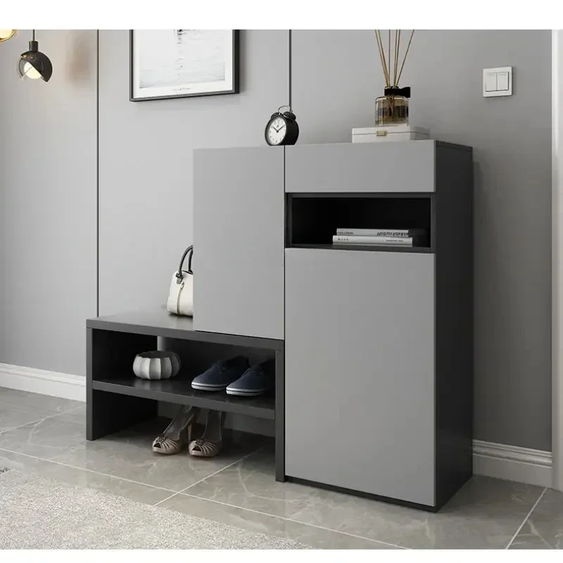 

Home Doorway Ultra-Thin Shoe Cabinet Shoe Changing Stool Integrated High Shoe Rack Sitting Hallway Cabinet