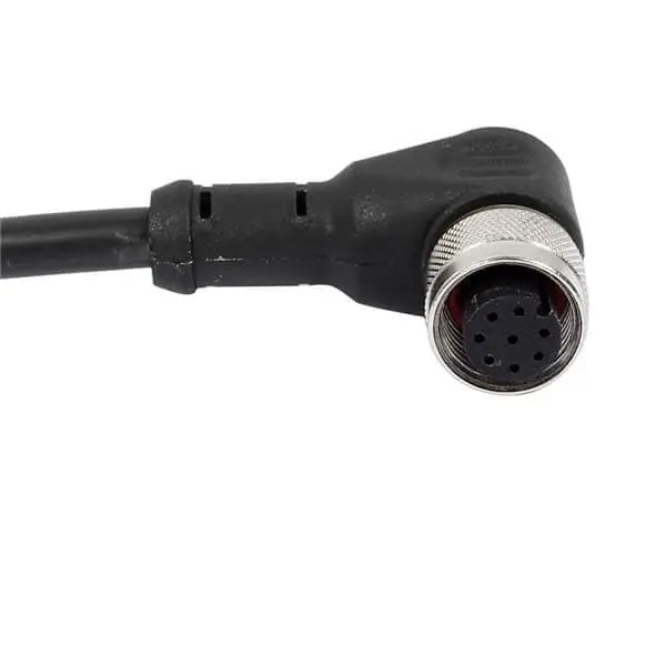 M12 8 Pole Female Cable A-Coding Angled Molded Cable 1M AWG24 for Industrial Automation