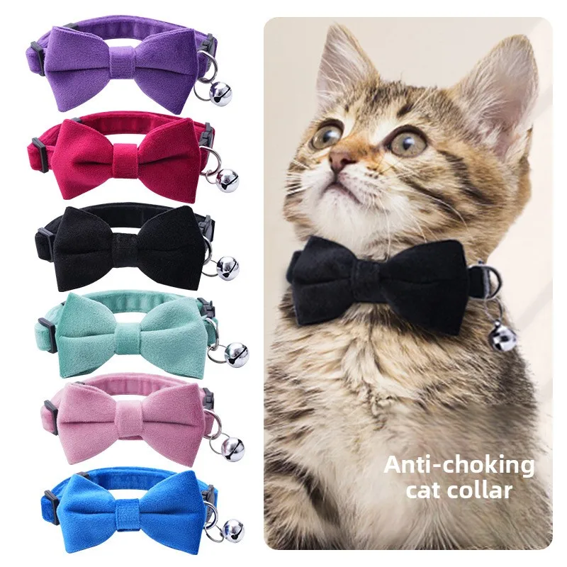 

Hot-selling bowknot pet collar, small dog collar, cat collar with bell, adjustable bowknot neck collar