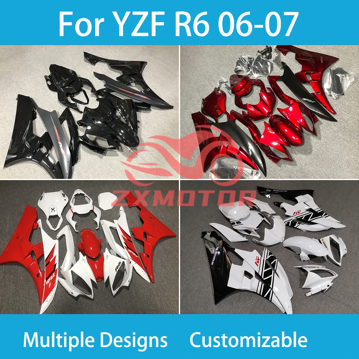 Moto Parts Fairing Kit for Yamaha YZF R 6 06 07 ABS Prime Aftermarket Motorcycle Customizable Fairings R6 2006 2007